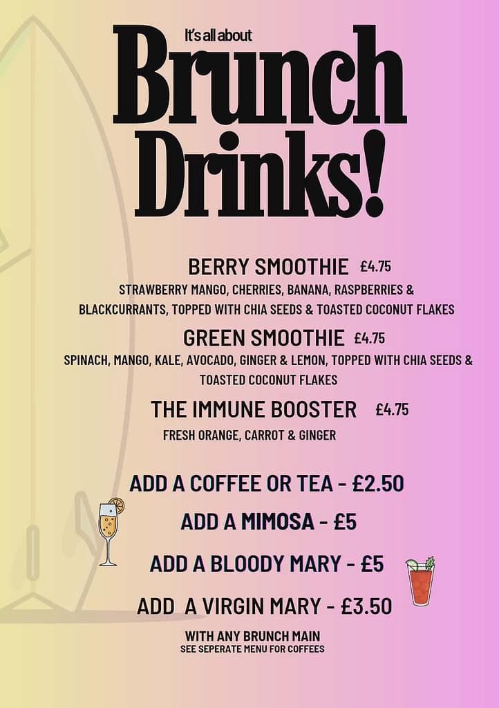 Brunch Menu for Lostsurfers
