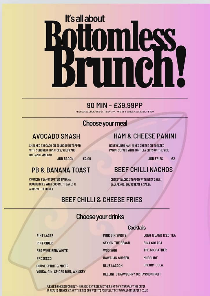 Bottomless Brunch Menu